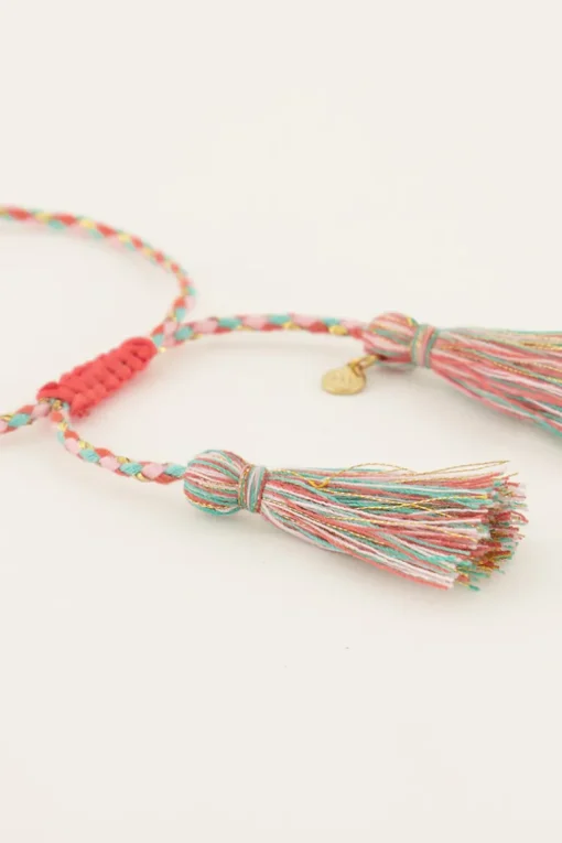 Souvenir Multikleur Gevlochten Armband Met Parels