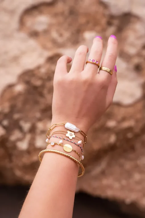 Souvenir Multikleur Gevlochten Armband Met Parels