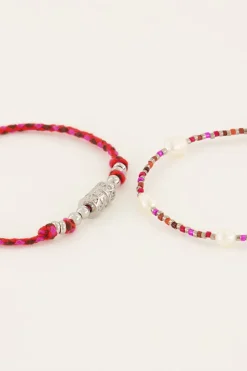Souvenir Rode Armbanden Set Met Parels