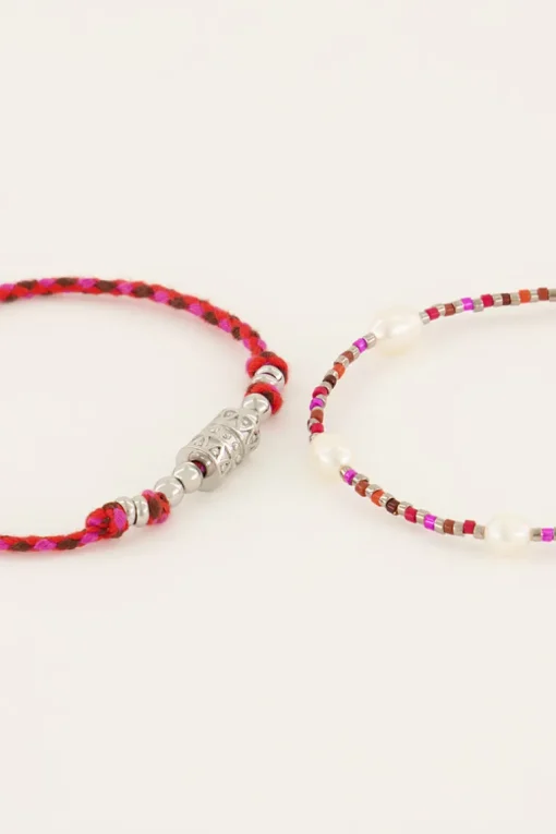 Souvenir Rode Armbanden Set Met Parels