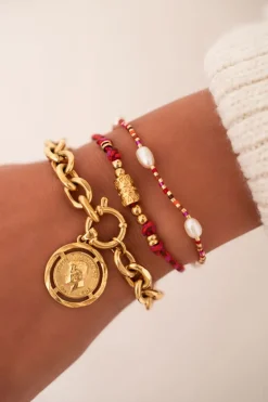 Souvenir Rode Armbanden Set Met Parels