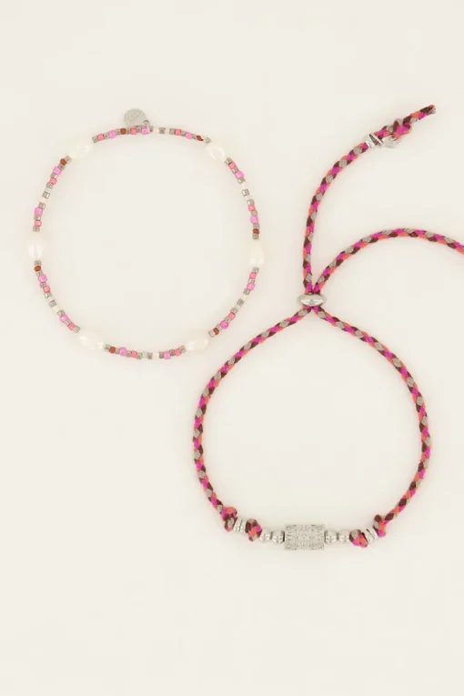 Souvenir Roze Armbanden Set Met Parels