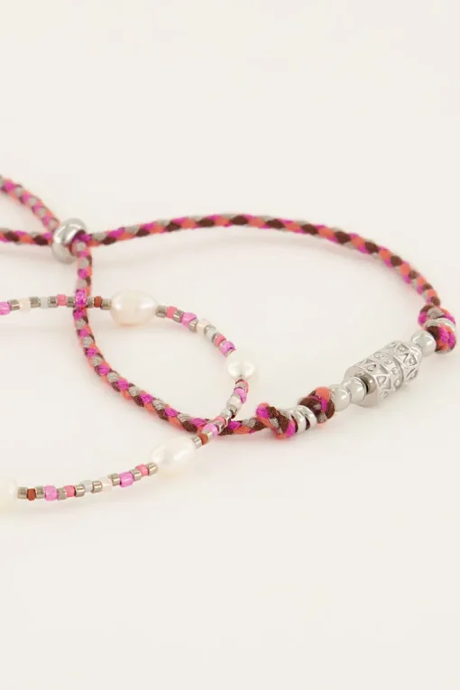 Souvenir Roze Armbanden Set Met Parels
