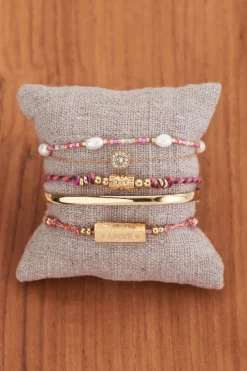 Souvenir Roze Armbanden Set Met Parels