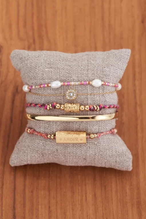 Souvenir Roze Armbanden Set Met Parels