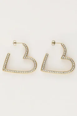 Starry Oorbellen Hart Met Strass