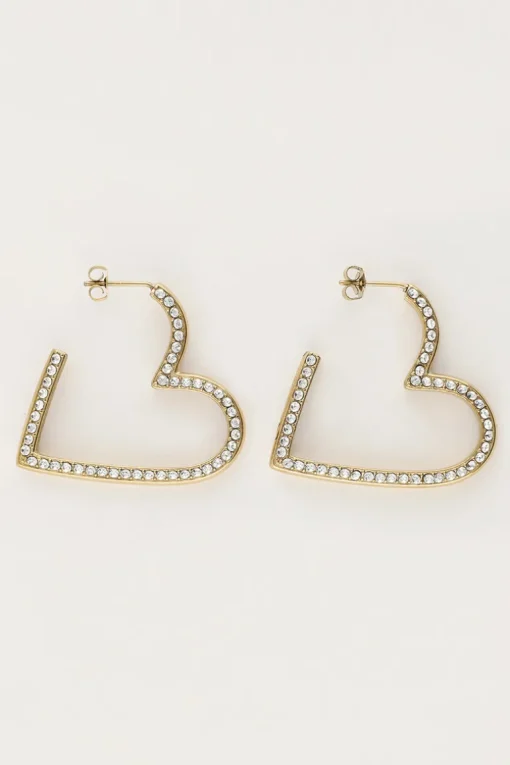 Starry Oorbellen Hart Met Strass