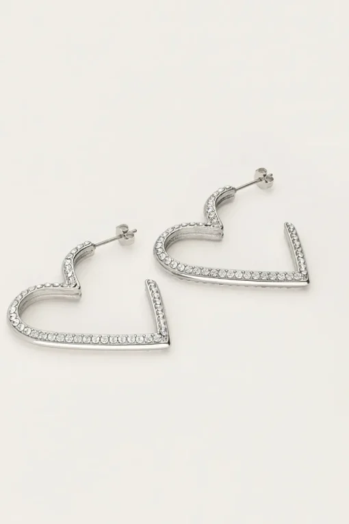Starry Oorbellen Hart Met Strass