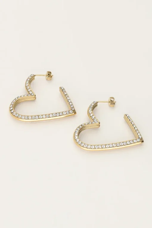 Starry Oorbellen Hart Met Strass