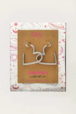 Starry Oorbellen Hart Met Strass