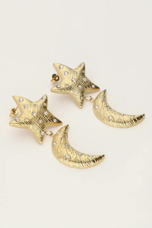 Starry Oorhangers Met Maan & Ster