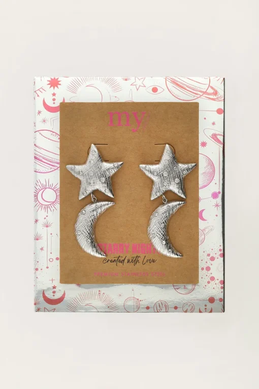 Starry Oorhangers Met Maan & Ster