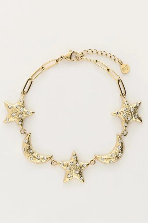 Starry Schakel Armband Met Manen & Sterren