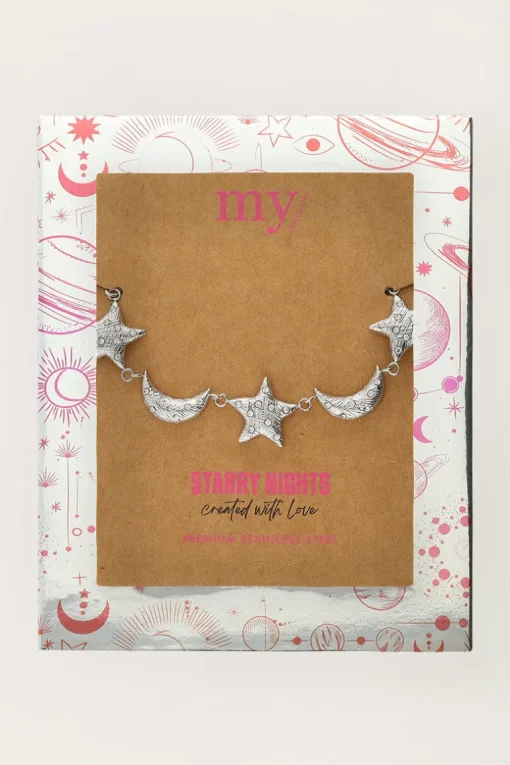 Starry Schakel Armband Met Manen & Sterren