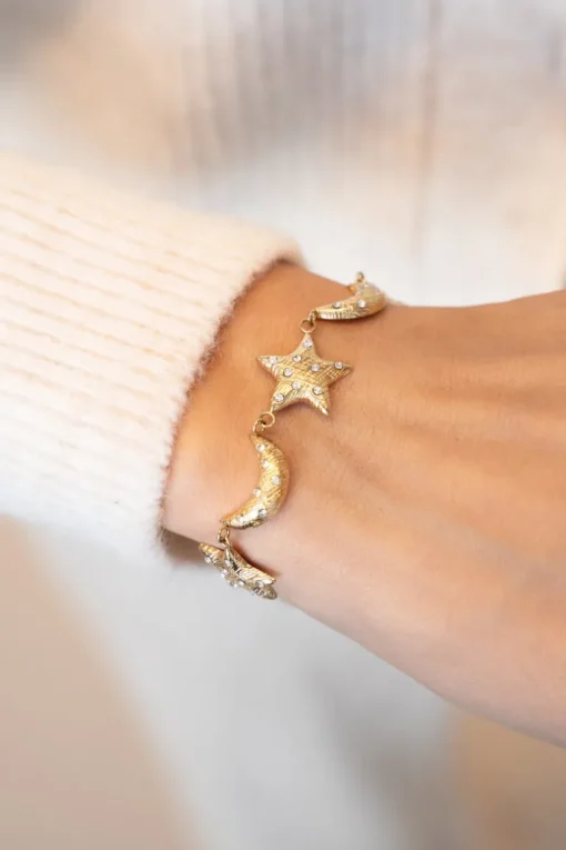Starry Schakel Armband Met Manen & Sterren