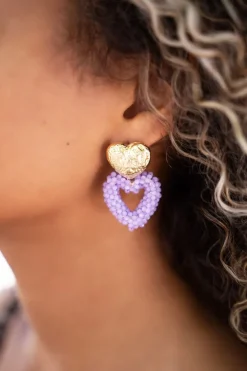 Statement Hartjes Oorbellen Met Gouden Knop