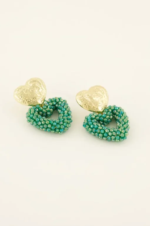 Statement Hartjes Oorbellen Met Gouden Knop