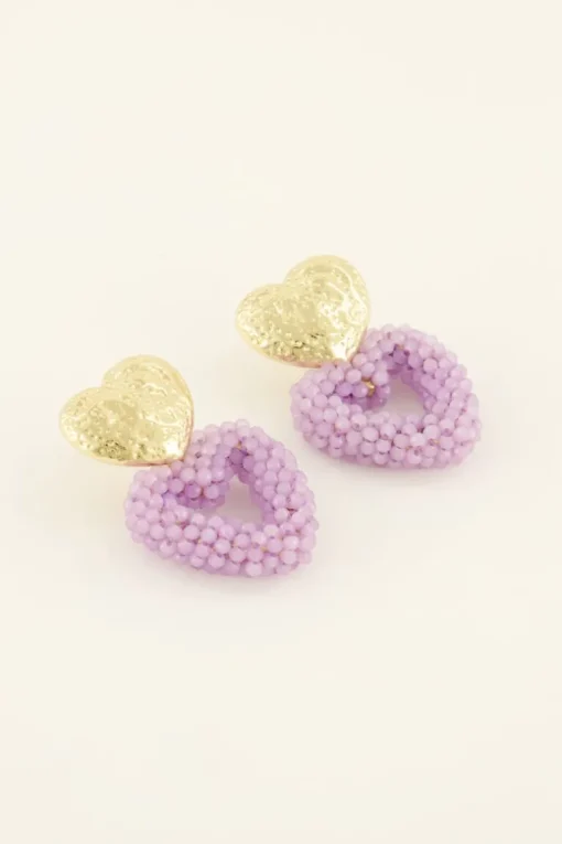 Statement Hartjes Oorbellen Met Gouden Knop