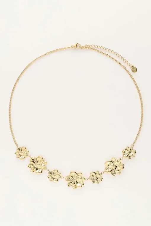 Statement Ketting Met Gestructureerde Bloemen