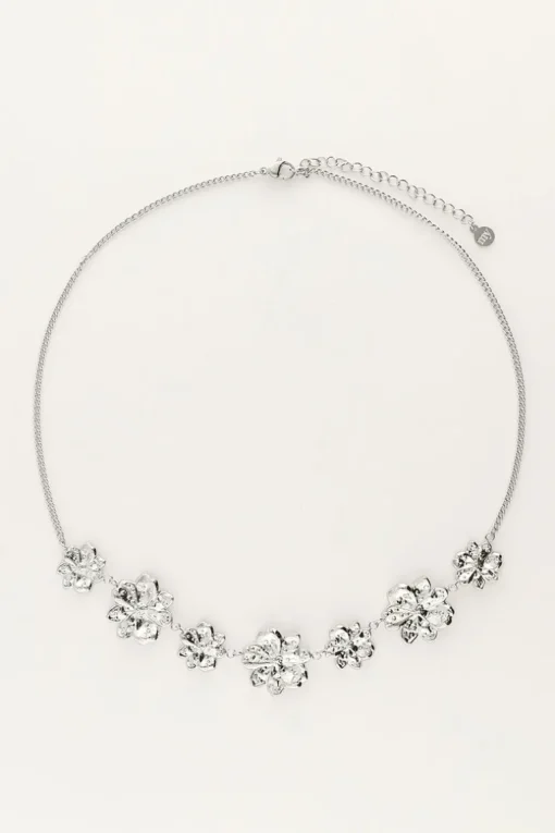 Statement Ketting Met Gestructureerde Bloemen