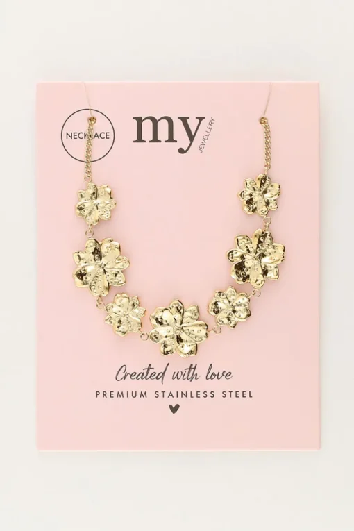Statement Ketting Met Gestructureerde Bloemen