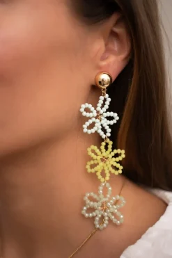 Statement Oorbellen Met 3 Groene Bloemen