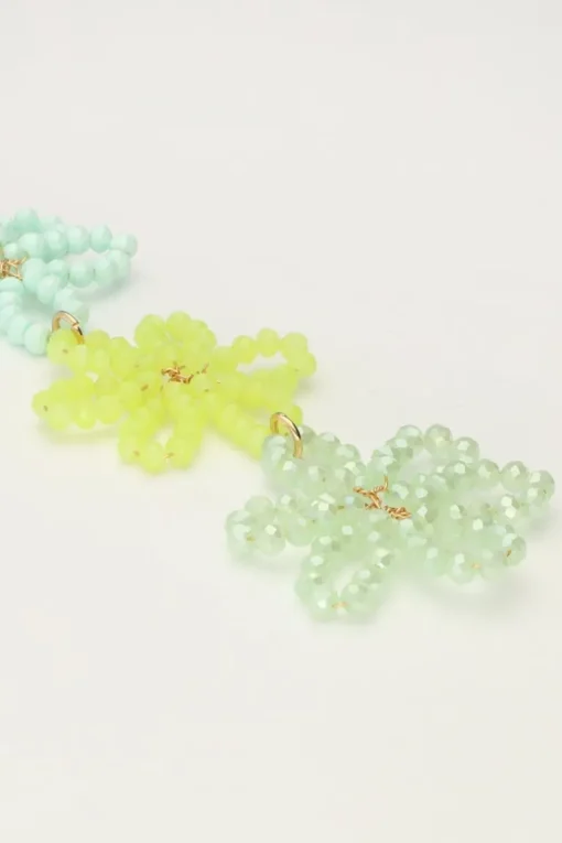 Statement Oorbellen Met 3 Groene Bloemen
