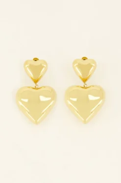Statement Oorbellen Met Twee Hartjes