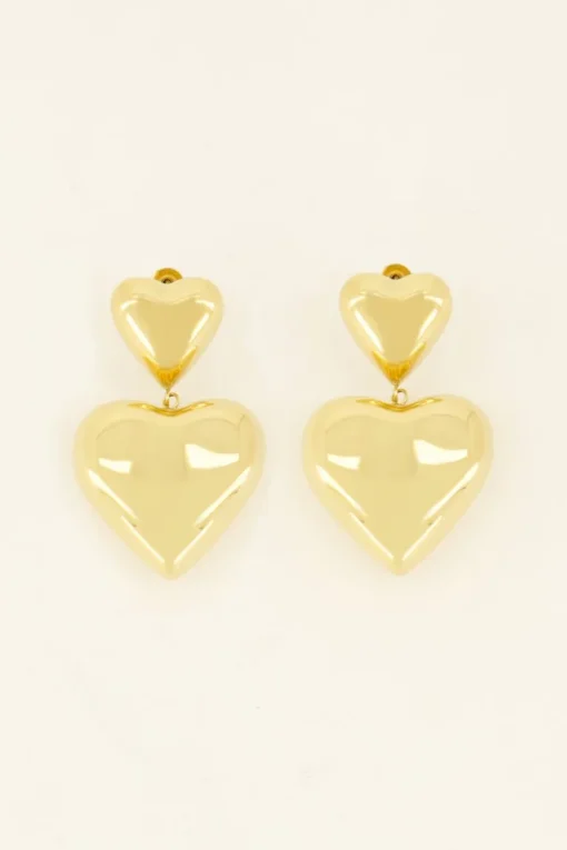 Statement Oorbellen Met Twee Hartjes