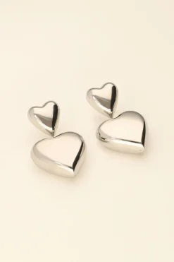Statement Oorbellen Met Twee Hartjes