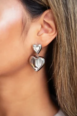 Statement Oorbellen Met Twee Hartjes