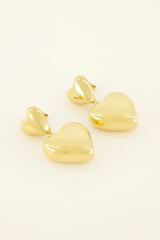 Statement Oorbellen Met Twee Hartjes