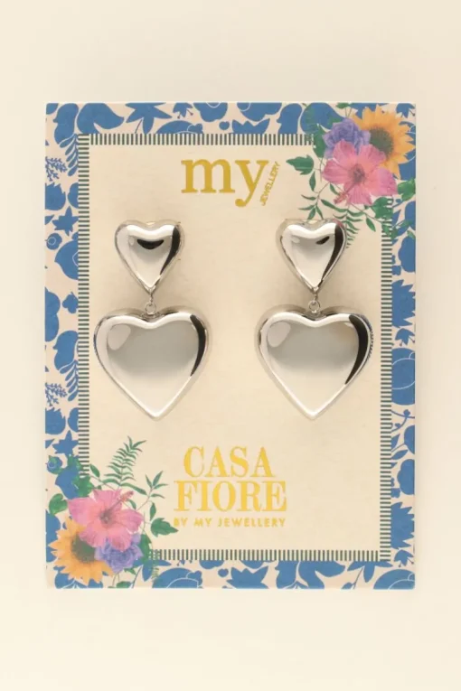 Statement Oorbellen Met Twee Hartjes