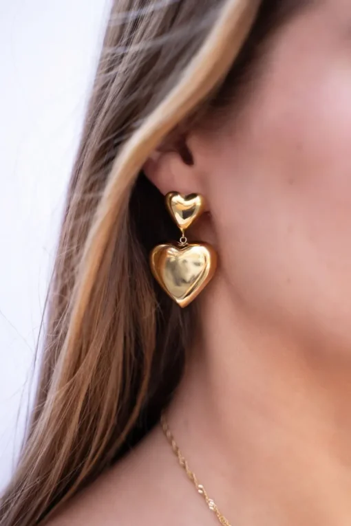 Statement Oorbellen Met Twee Hartjes