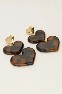 Statement Oorhangers Met Panterprint Hartjes