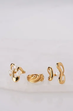 Statement Ring Met Golf Structuur