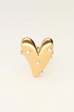 Statement Ring Met Groot Hart En Parels