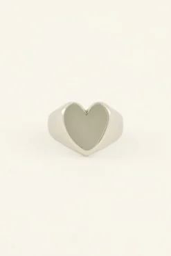 Statement Zegelring Met Hartje