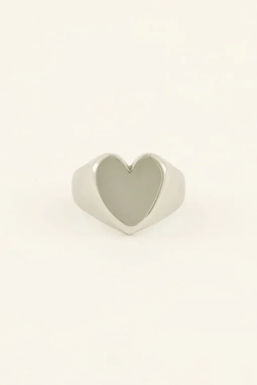 Statement Zegelring Met Hartje