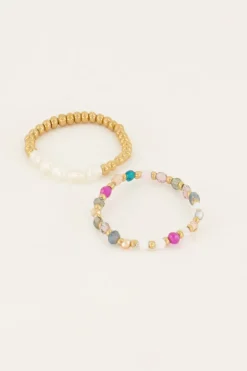 Stretch Ringen Set Met Parels & Kralen Mix