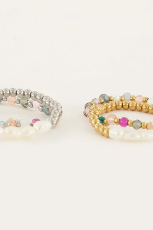 Stretch Ringen Set Met Parels & Kralen Mix