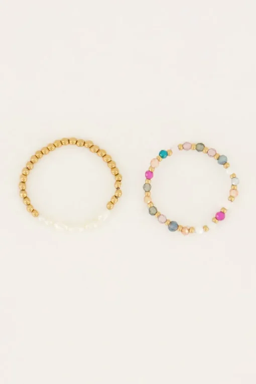 Stretch Ringen Set Met Parels & Kralen Mix