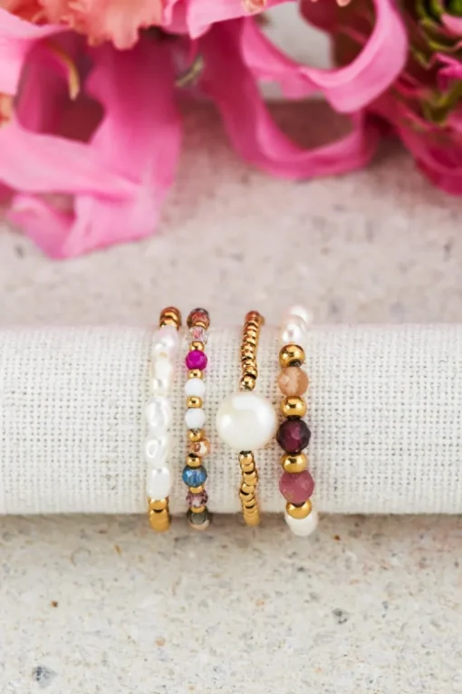 Stretch Ringen Set Met Parels & Kralen Mix