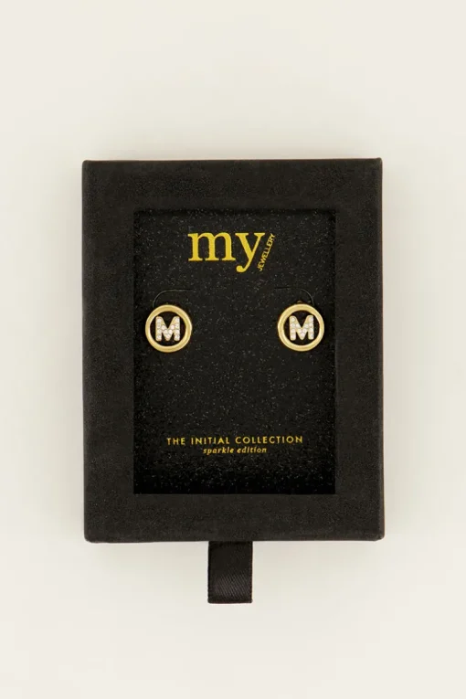 Studs Met Initial Van Strass