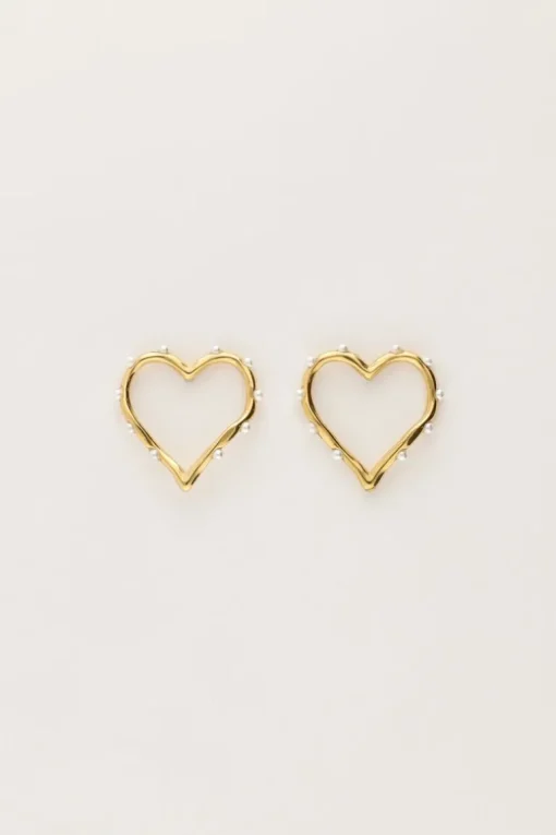 Studs Met Open Hart En Parels
