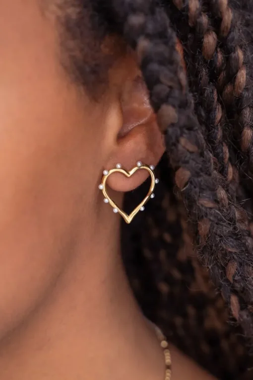 Studs Met Open Hart En Parels