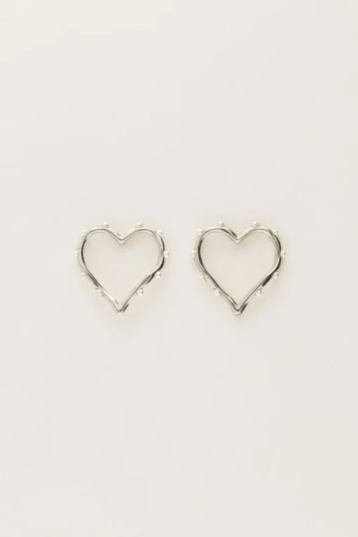 Studs Met Open Hart En Parels