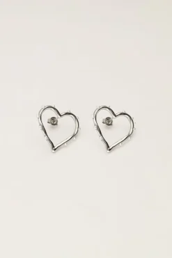 Studs Met Open Hart En Parels
