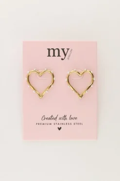 Studs Met Open Hart En Parels