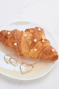 Studs Met Open Hart En Parels